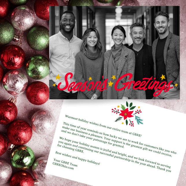 Cartes Pour Fêtes Annuelles SEASONS GREETINGS Business CUSTOM PHOTO  (SEASONS GREETINGS Business CUSTOM PHOTO Office Holiday Card
)