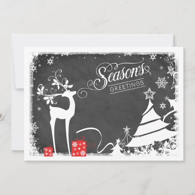 Cartes Pour Fêtes Annuelles Season's Greetings Holiday Card | Faux Chalkboard (Devant)