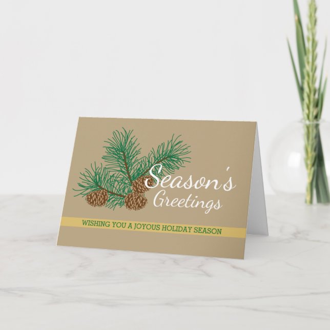 Cartes Pour Fêtes Annuelles Season's Greetings, Pine Cones, Business Holiday (Devant)