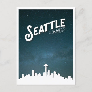 Cartes Pour Fêtes Annuelles Seattle by Night Skyline - Washington, États-Unis