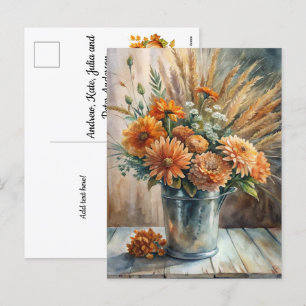 Cartes Pour Fêtes Annuelles Seau avec fleurs Bienvenue automne