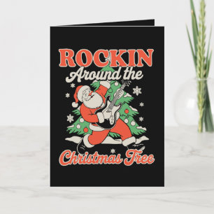 Cartes Pour Fêtes Annuelles Secouer autour de l'arbre de Noël Santa Rock Musiq