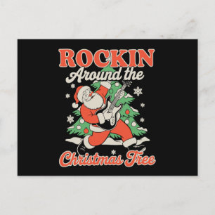 Cartes Pour Fêtes Annuelles Secouer autour de l'arbre de Noël Santa Rock Musiq