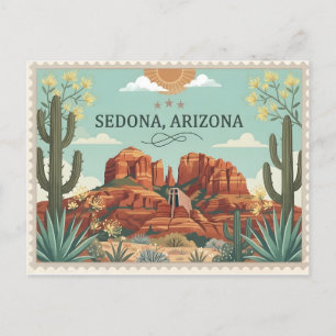 Cartes Pour Fêtes Annuelles Sedona Arizona Voyage Roches Rouges Vintage