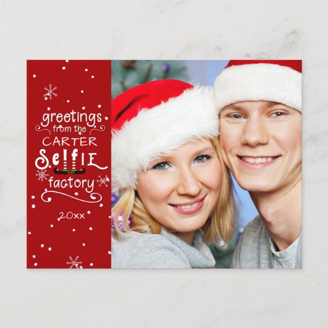 Cartes Pour Fêtes Annuelles sELFie Greetings, Changeable Red Background (Devant)