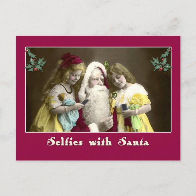 Cartes Pour Fêtes Annuelles Selfies avec Père Noël Cute Christmas Card (Devant)