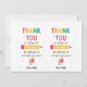 Cartes Pour Fêtes Annuelles Semaine d'appréciation des enseignants - Mini Card