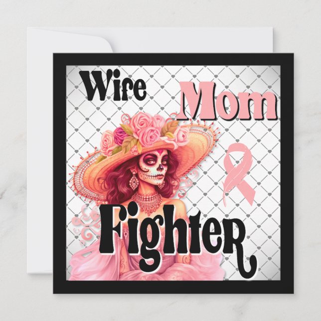 Cartes Pour Fêtes Annuelles Sensibilisation au cancer du sein Crâne à sucre (Devant)