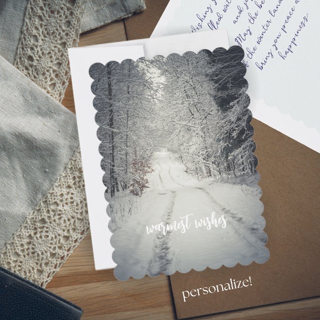 Cartes Pour Fêtes Annuelles Sentier à travers une forêt hivernale enneigée (Créateur téléchargé)