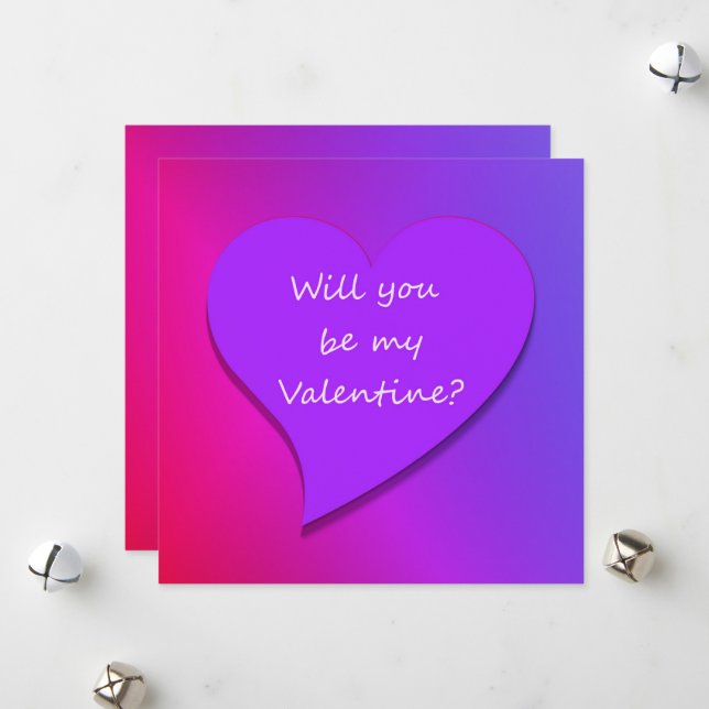 Cartes Pour Fêtes Annuelles Seras-Tu Ma Saint-Valentin ? Coeur rose, rouge pou (Devant/Arrière en situation)