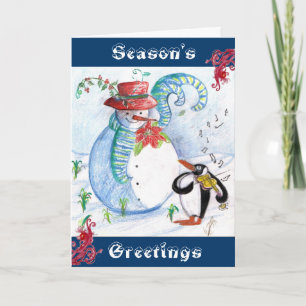 Cartes Pour Fêtes Annuelles SERENADE Hivernale DE L'HOMME DE NEIGE ET DU MANCH