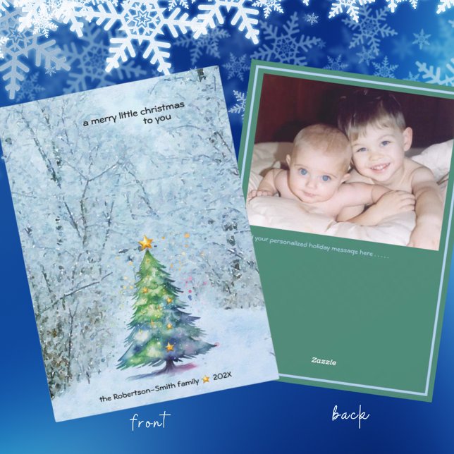 Cartes Pour Fêtes Annuelles Serene Christmas Tree photo personnalisée (Créateur téléchargé)