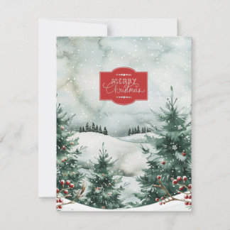Cartes Pour Fêtes Annuelles Serene Snowy Mountain Forest Christmas Card