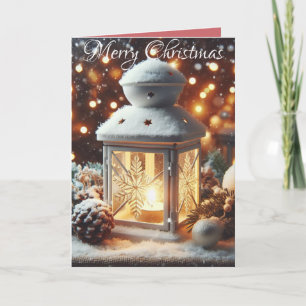 Cartes Pour Fêtes Annuelles Serénité de la lanterne enneigée de Noël