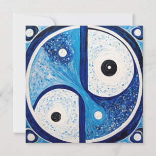 Cartes Pour Fêtes Annuelles Sérénité géométrique : Bleu & Blanc Yin Yang