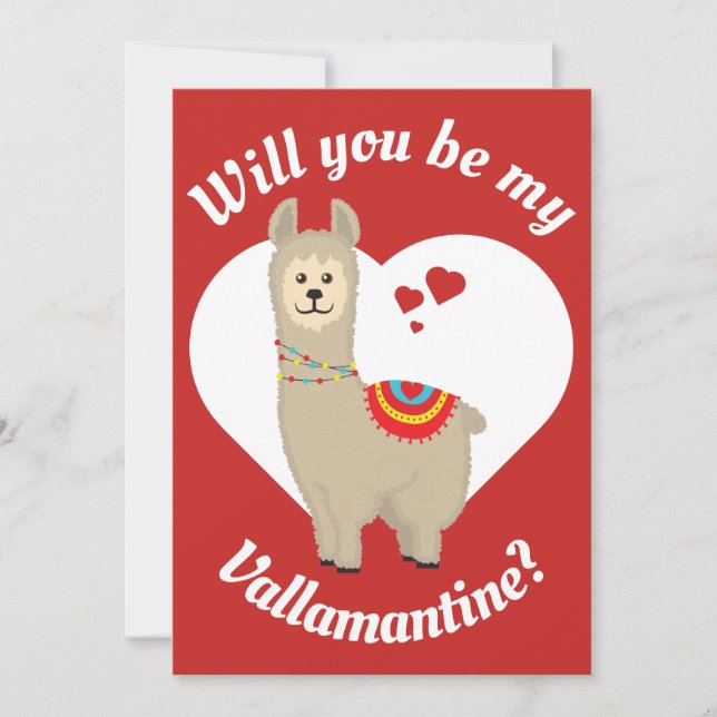 Cartes Pour Fêtes Annuelles "Serez-vous mon Vallamantin ?" Llama Valentine (Devant)