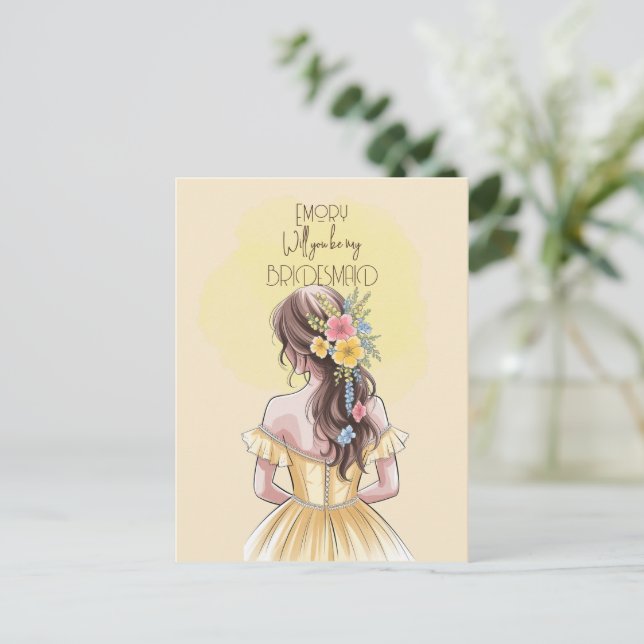 Cartes Pour Fêtes Annuelles Serez-Vous Notre Femme D'Accueil Floral (Debout devant)