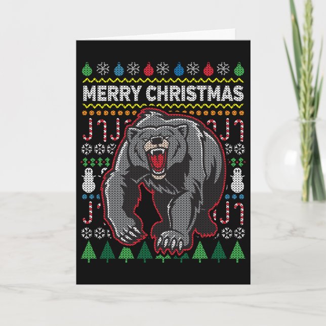 Cartes Pour Fêtes Annuelles Série de la faune de l'ours laide de Noël (Devant)