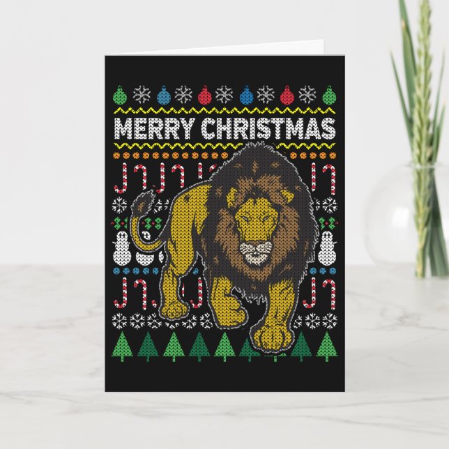 Cartes Pour Fêtes Annuelles Série Lion Ugly Christmas Sweat Wildlife (Devant)