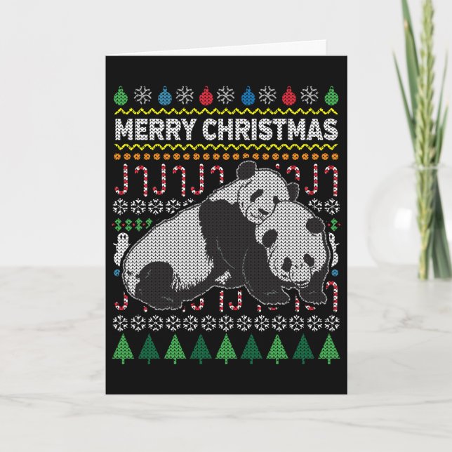 Cartes Pour Fêtes Annuelles Série Pandas Ugly Christmas Sweat Wildlife (Devant)