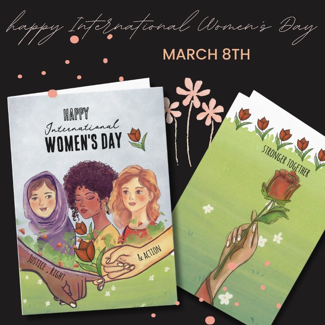 Cartes Pour Fêtes Annuelles Serment rose de justice et d'action JDF 2026 (IWD 2026 Justice & Action Pinky Swear Holiday Card)