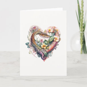 Cartes Pour Fêtes Annuelles Serpent à fleur avec de jolies fleurs Saint-Valent