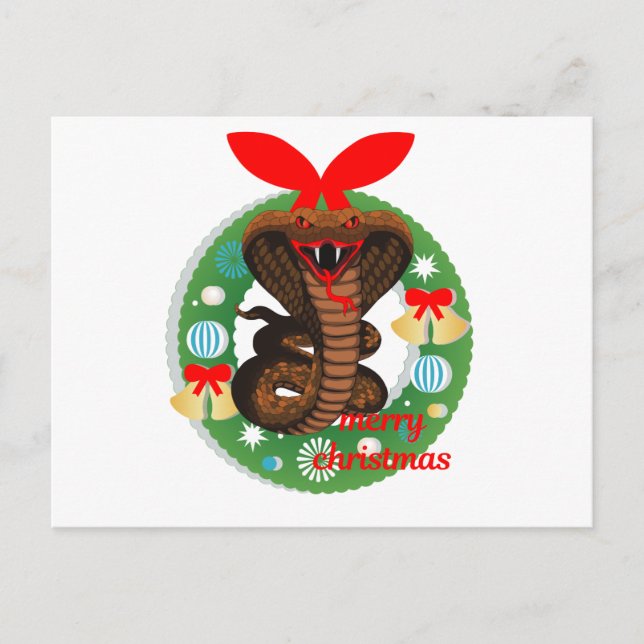 Cartes Pour Fêtes Annuelles serpent de cobra de Joyeux Noël (Devant)