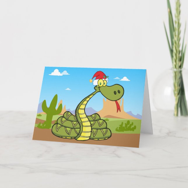 Cartes Pour Fêtes Annuelles serpent de noël à santa hat (Devant)