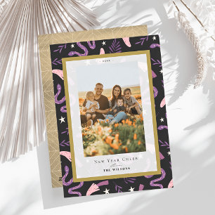 Cartes Pour Fêtes Annuelles Serpent et champignons noir 2 photo Nouvel an chin