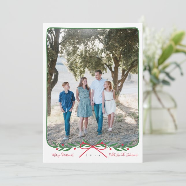 Cartes Pour Fêtes Annuelles Serre de jour férié Preppy personnalisée avec Bow  (Debout devant)