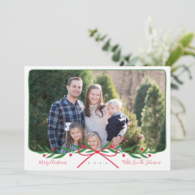 Cartes Pour Fêtes Annuelles Serre de jour férié Preppy personnalisée avec Bow  (Debout devant)