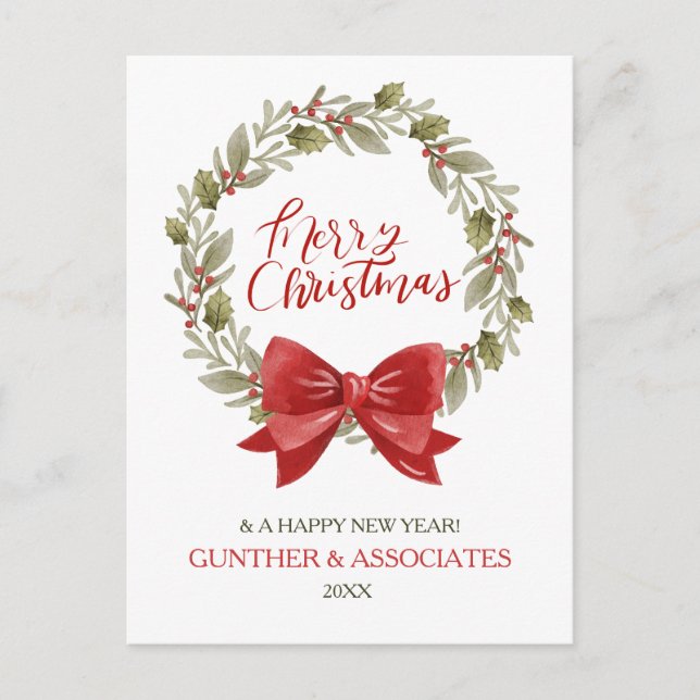 Cartes Pour Fêtes Annuelles Serre de Noël avec Red Bow Accueil d'entreprise (Devant)