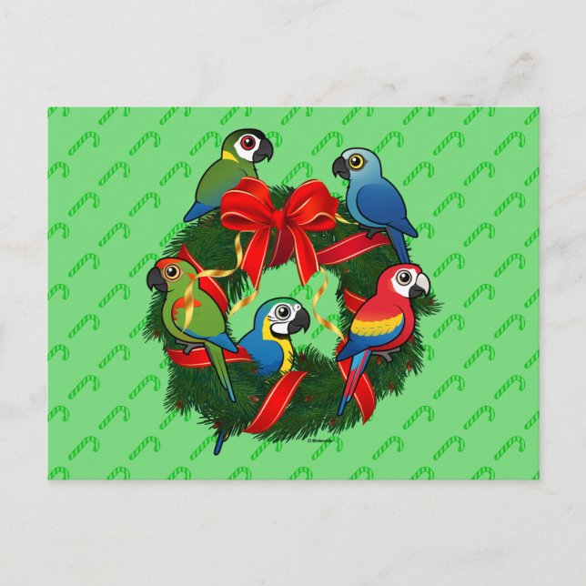 Cartes Pour Fêtes Annuelles Serre de Noël Birdorable Macaws (Devant)