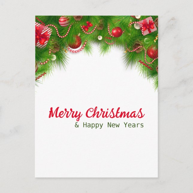 Cartes Pour Fêtes Annuelles Serre de Noël et ampoules rouges, et présente (Devant)