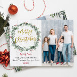 Cartes Pour Fêtes Annuelles Serre rustique or Joyeux Noël Noël 2 Photo<br><div class="desc">Carte Rustique Wreath Gold Joyeux Noël 2 Photo Holiday</div>
