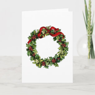 Cartes Pour Fêtes Annuelles Serre vintage avec collection cadeau Holly Bow Rou