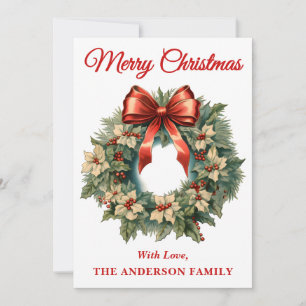 Cartes Pour Fêtes Annuelles Serrure de Noël Holly Berry avec Bow rouge