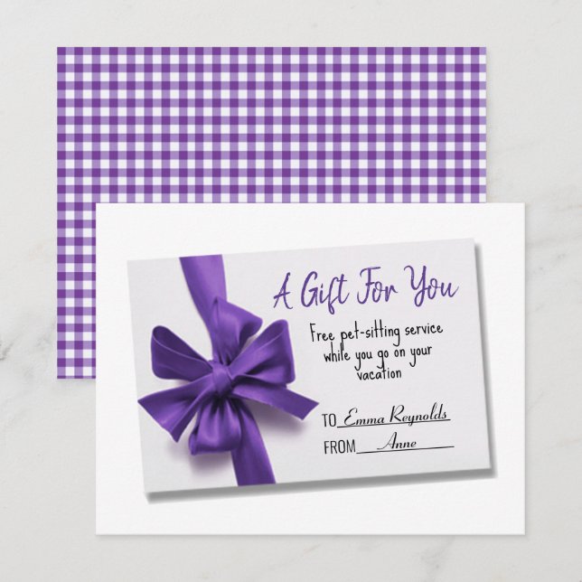 Cartes Pour Fêtes Annuelles Service de coiffure de la boîte violette Cadeau (Devant / Derrière)