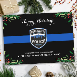 Cartes Pour Fêtes Annuelles Service de police de la Ligne Bleue fine Noël