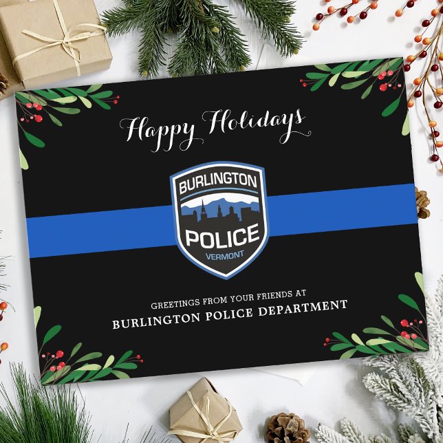 Cartes Pour Fêtes Annuelles Service de police de la Ligne Bleue fine Noël (Créateur téléchargé)