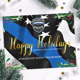 Cartes Pour Fêtes Annuelles Service de police Mince Ligne bleue Noël