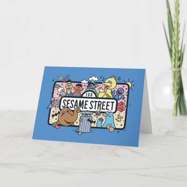 Cartes Pour Fêtes Annuelles Sésame Sésame | Sesame Pals signe de Doodle (Devant)