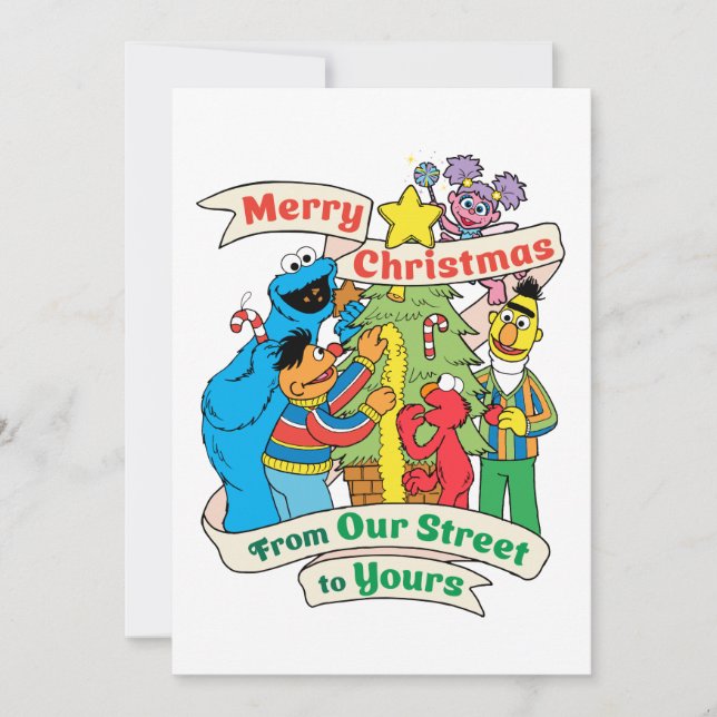 Cartes Pour Fêtes Annuelles Sesame Street Joyeux Noël Fêtes (Devant)