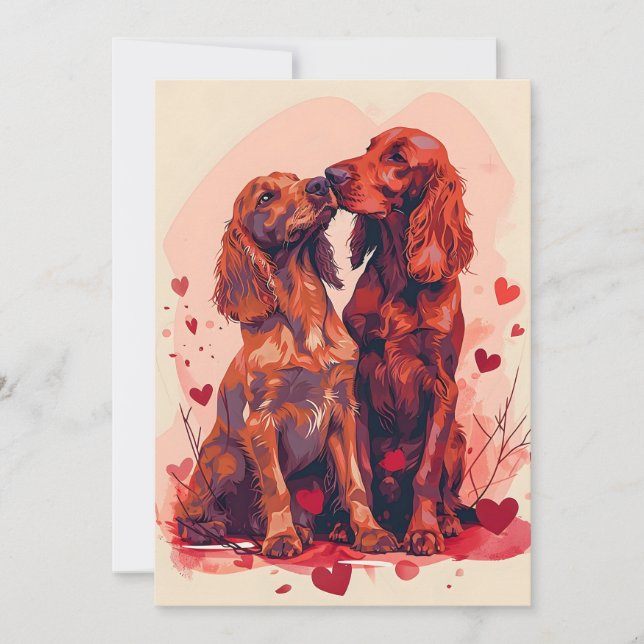 Cartes Pour Fêtes Annuelles Setter Irlandais la Saint-Valentin (Devant)