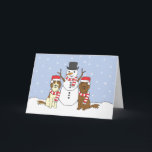 Cartes Pour Fêtes Annuelles Setters irlandais et Snowman<br><div class="desc">Send your holiday thank yous to your favorite Irish Setter fan with this dog breed design greeting card. Add text to personalize your message inside.</div>
