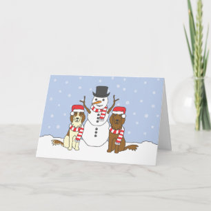 Cartes Pour Fêtes Annuelles Setters irlandais et Snowman