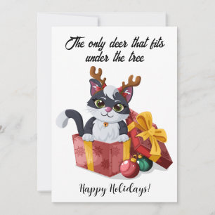 Cartes Pour Fêtes Annuelles Seul le cerf qui tient sous l'arbre de Noël Chat N