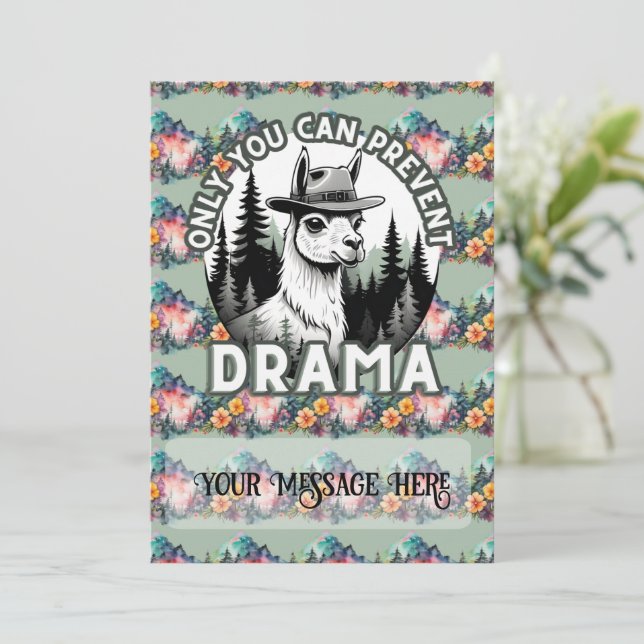 Cartes Pour Fêtes Annuelles Seule la Forêt Lama Drame peut être évitée (Debout devant)