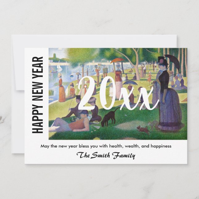 Cartes Pour Fêtes Annuelles Seurat - Bonne année / Dimanche sur Grande Jatte (Devant)
