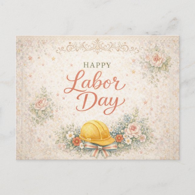 Cartes Pour Fêtes Annuelles Shabby Chic Pink Happy Labor Day (Devant)